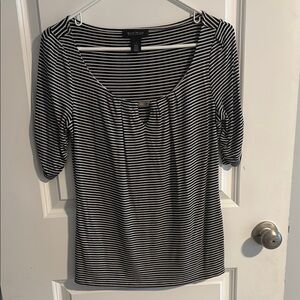 White House Black Market Black and White Striped Top